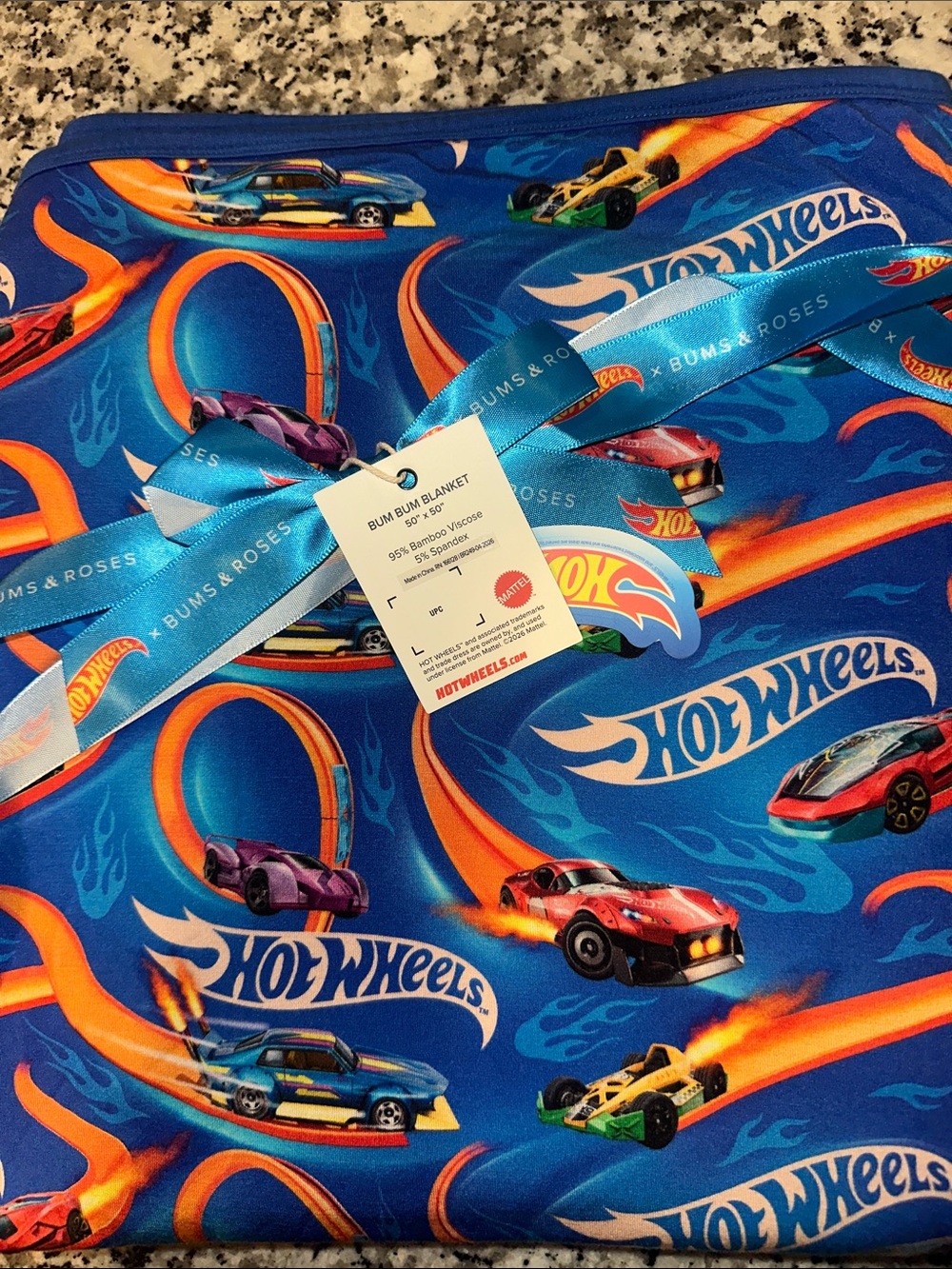 Hot Wheels Kids Blue Car-Print Plush Blanket